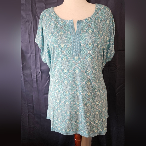 J. Jill Tops - J. Jill Linen Blend Printed Tunic Tee Plus Size 3X